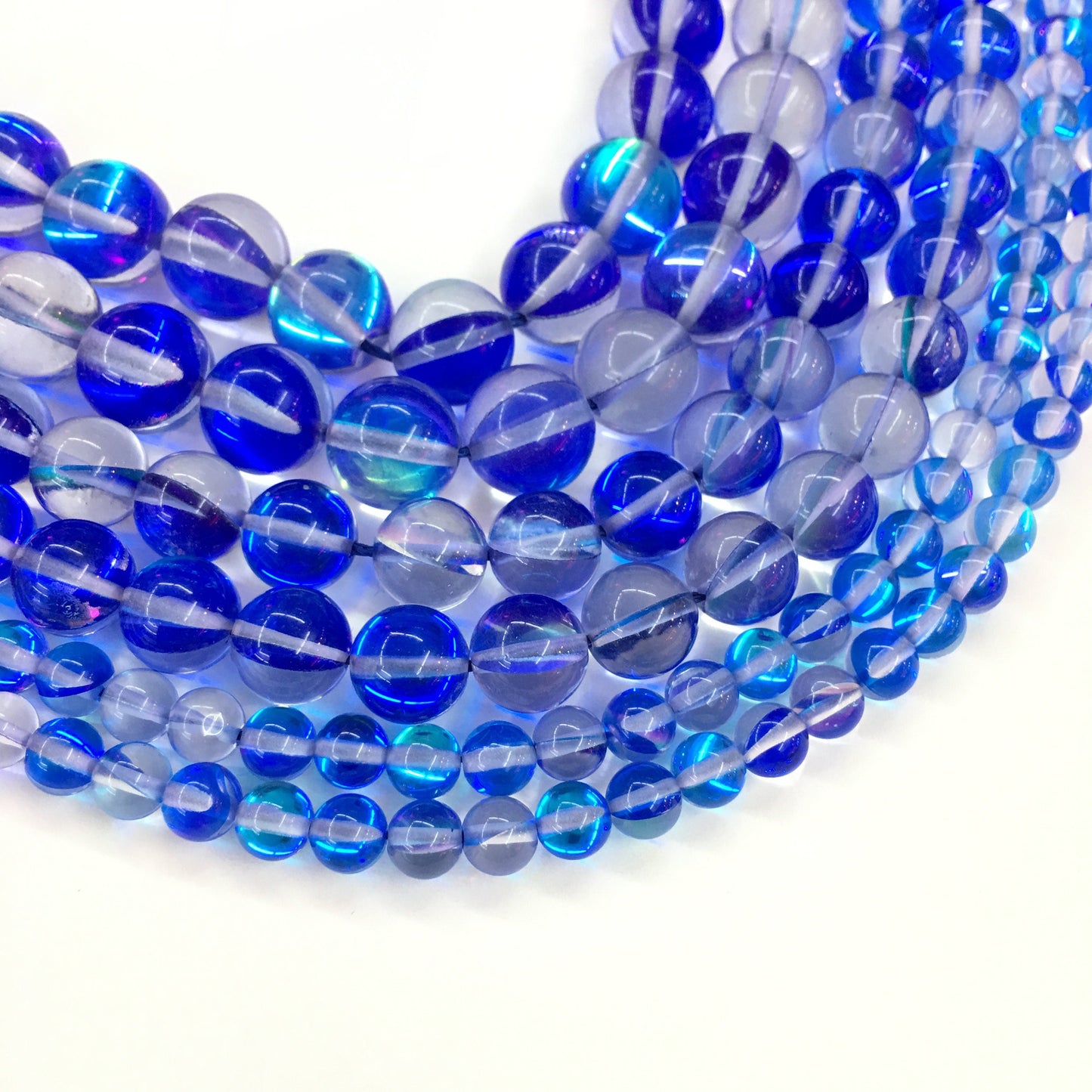 Blue AB Aura Crystal Quartz Round Gemstone Loose Bead for Jewelry Making and Fashion Design AAA Quality 6mmm 8mm 10mm 12mm