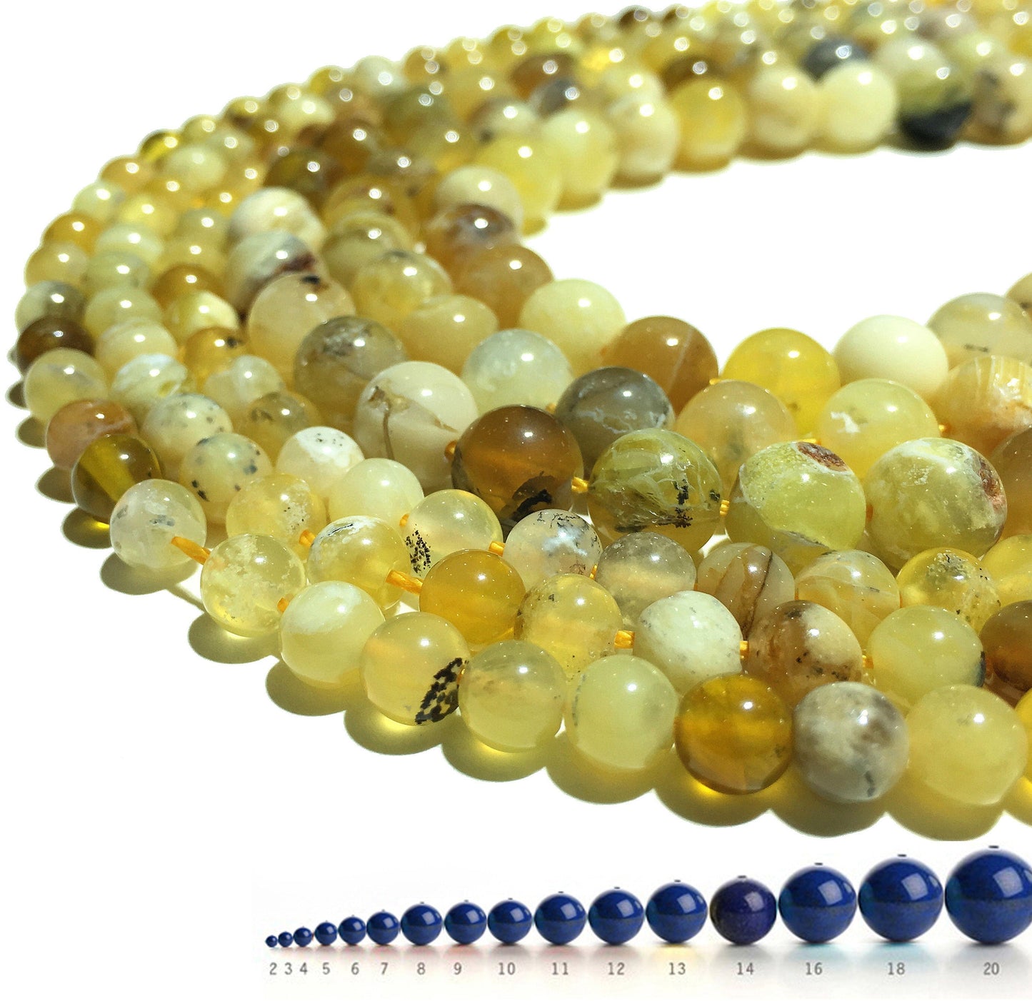 Natural Peruvian Yellow Opal Round Beads Healing Energy Gemstone Loose Beads For DIY Jewelry Making AAA Quality 6mm 8mm