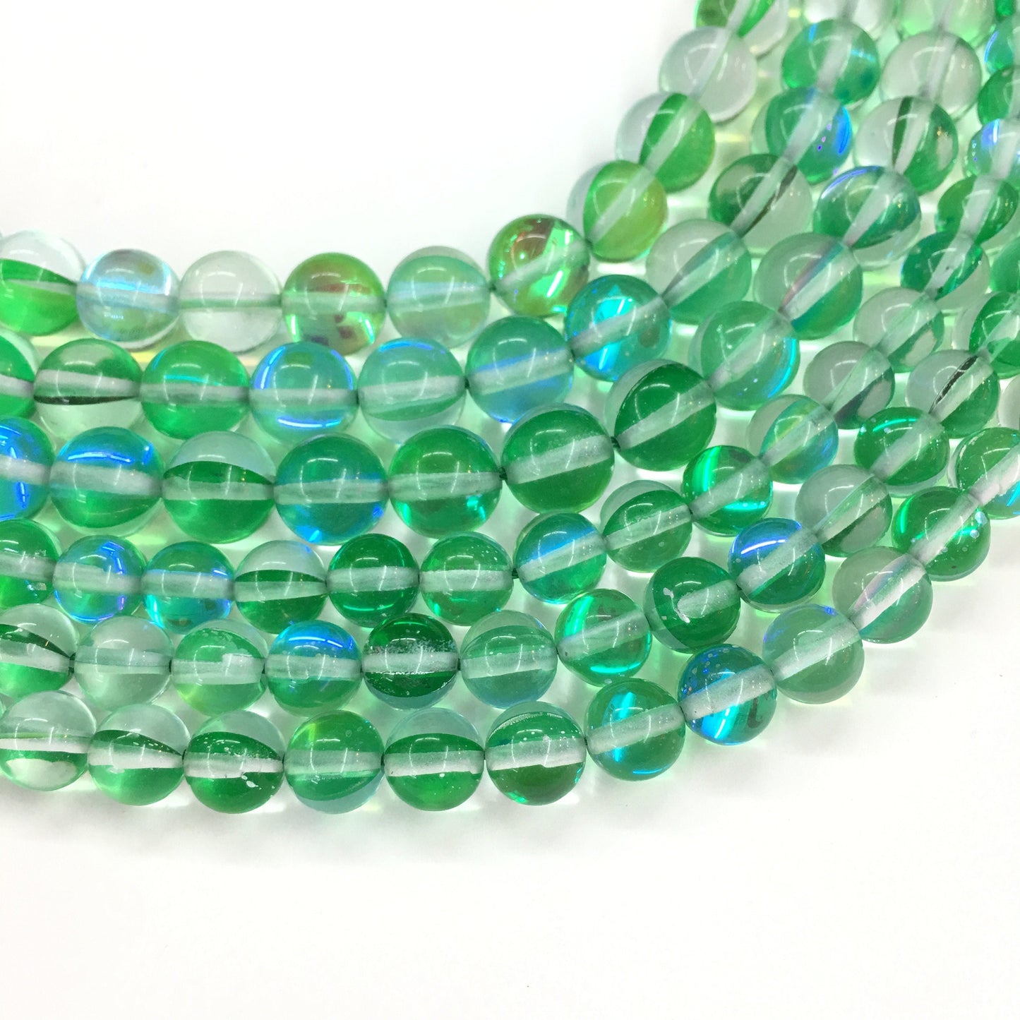 Green AB Aura Crystal Quartz Round Gemstone Loose Bead for Jewelry Making and Fashion Design AAA Quality 6mmm 8mm 10mm 12mm