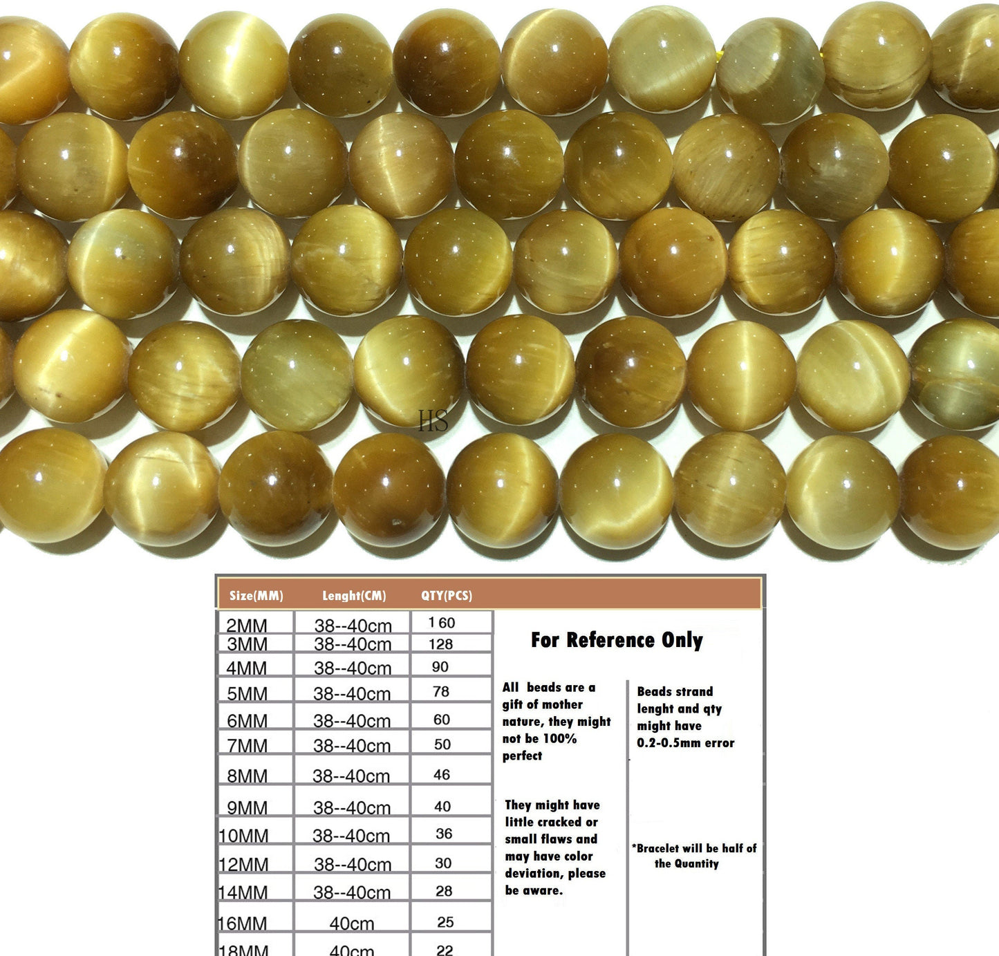 Natural Golden Honey Tiger Eye Round Beads Energy Gemstone Loose Bead For DIY Jewelry Making Design AAA Quality