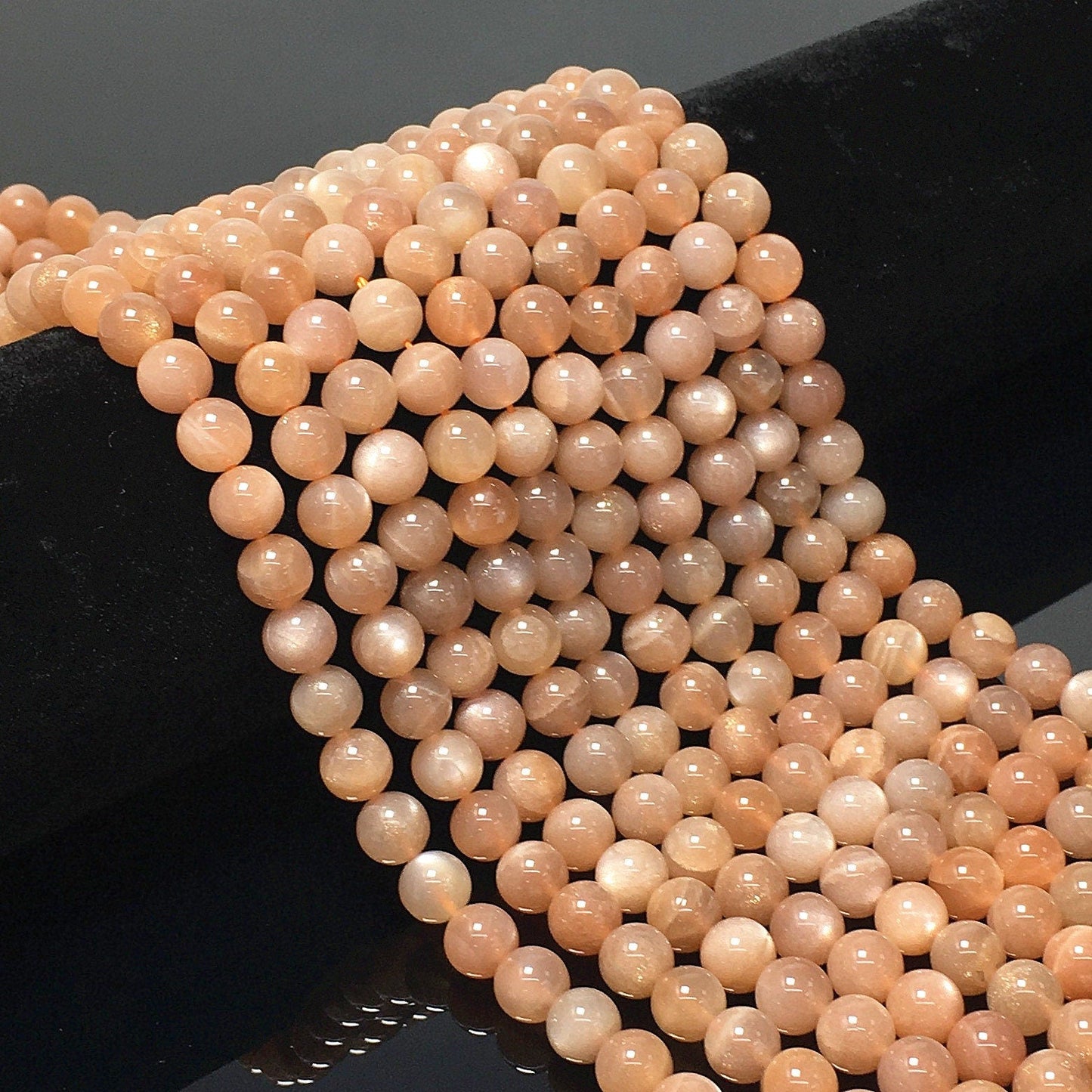 Natural Peach Moonstone Round Smooth Beads Healing Gemstone Loose Beads For DIY Jewelry Making AAAA Quality