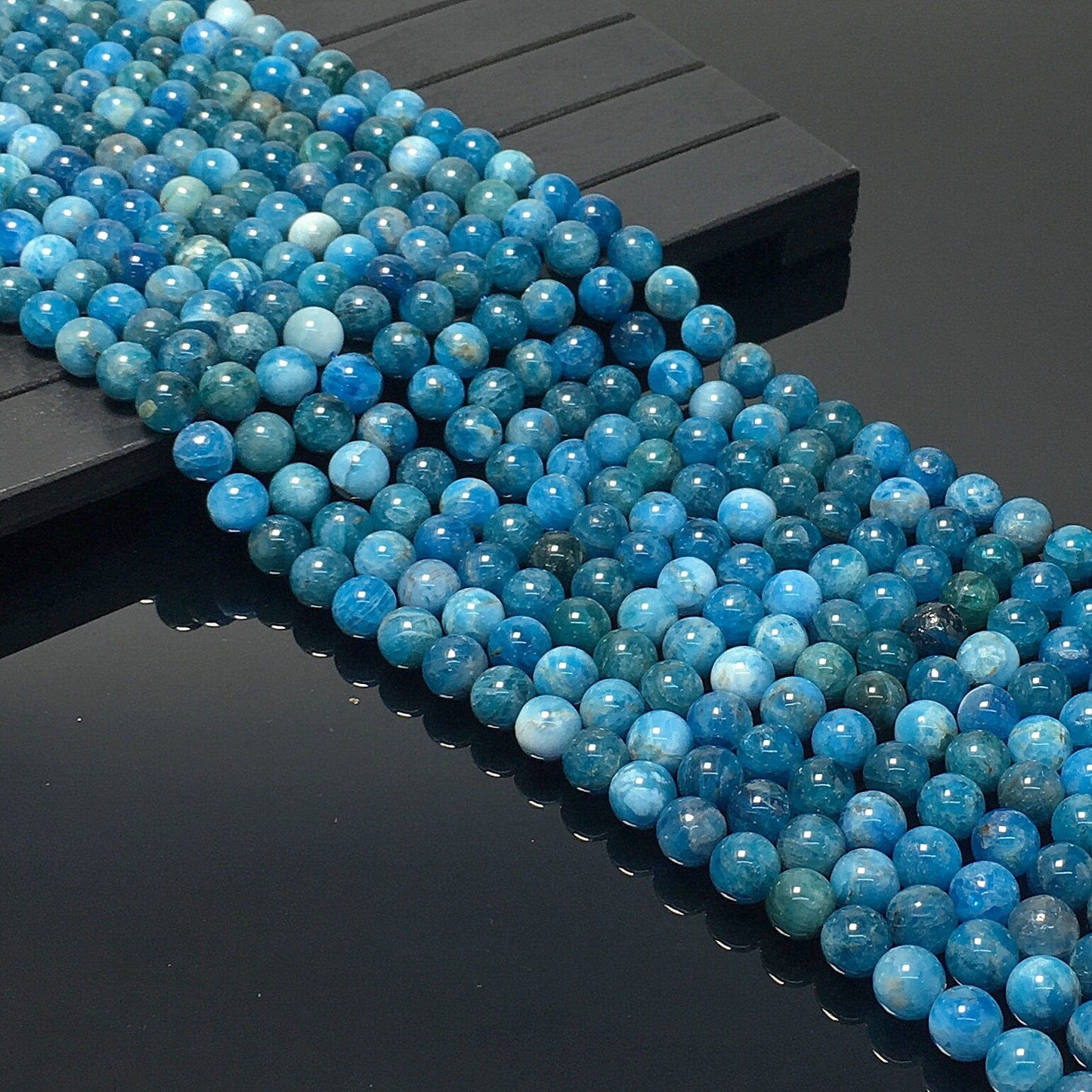 Natural Blue Apatite Round Smooth Beads Healing Gemstone Loose Beads For DIY Jewelry Making AAAA Quality