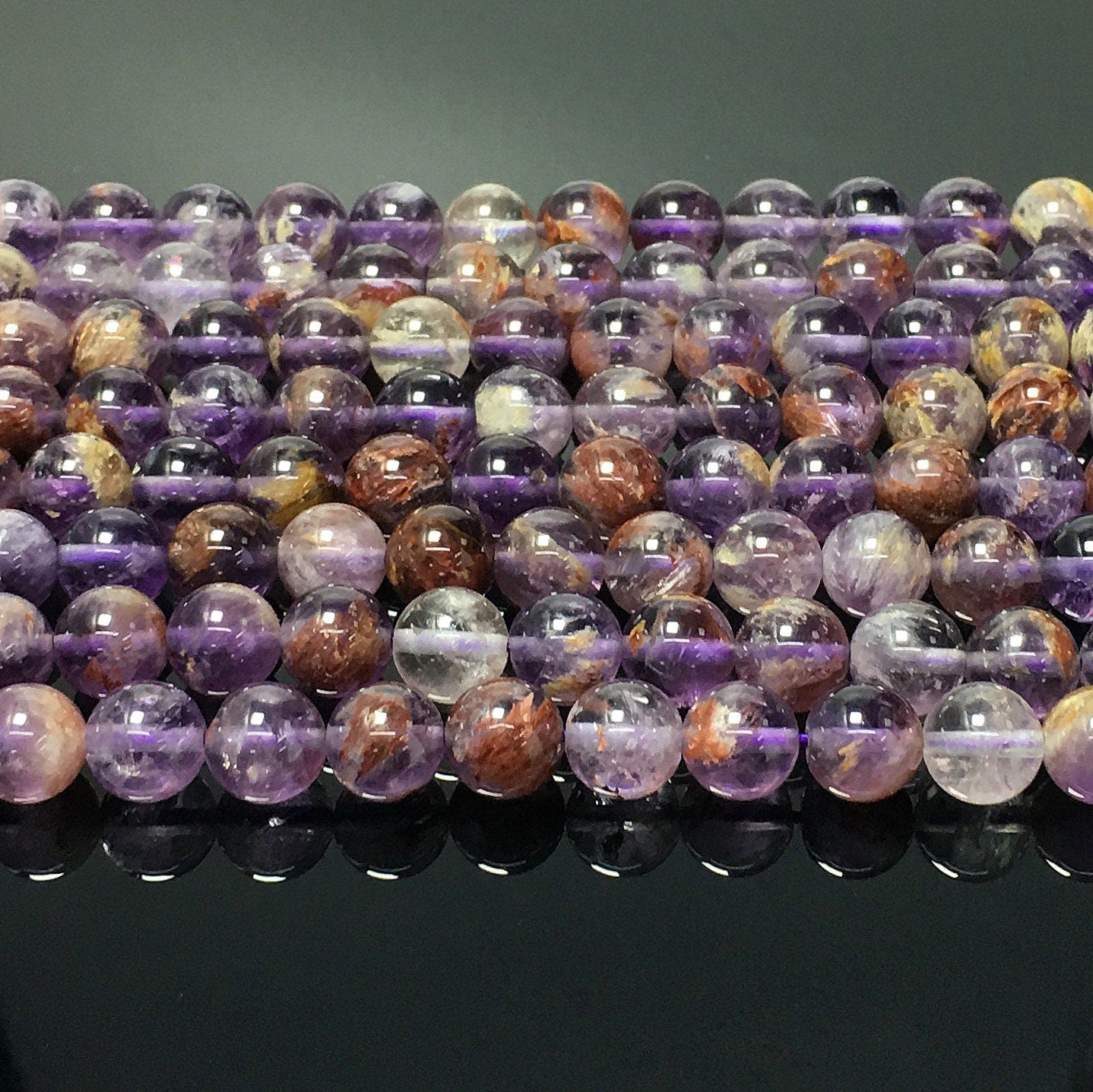 Natural Purple Amethyst Phantom Quartz Round Beads Energy Gemstone Loose Beads For DIY Jewelry Making Design AAAAA Quality