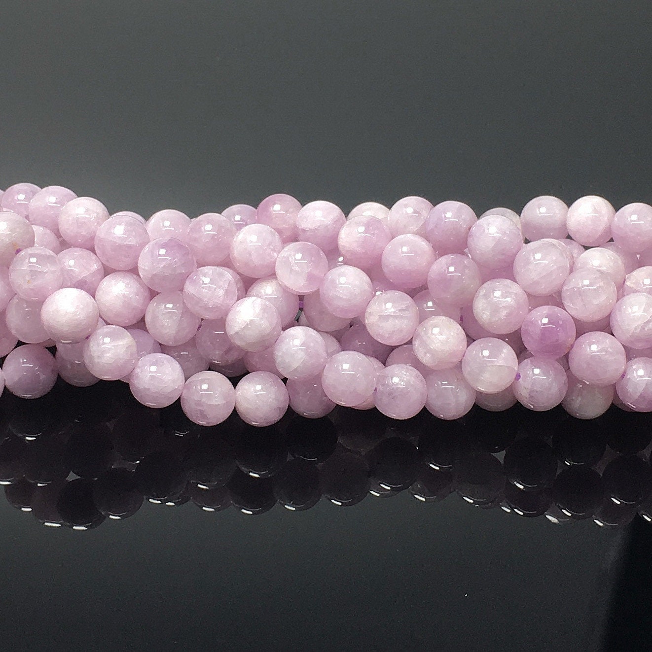 Natural Purple Kunzite Round Smooth Beads Healing Gemstone Loose Beads For DIY Jewelry Making AAAA Quality