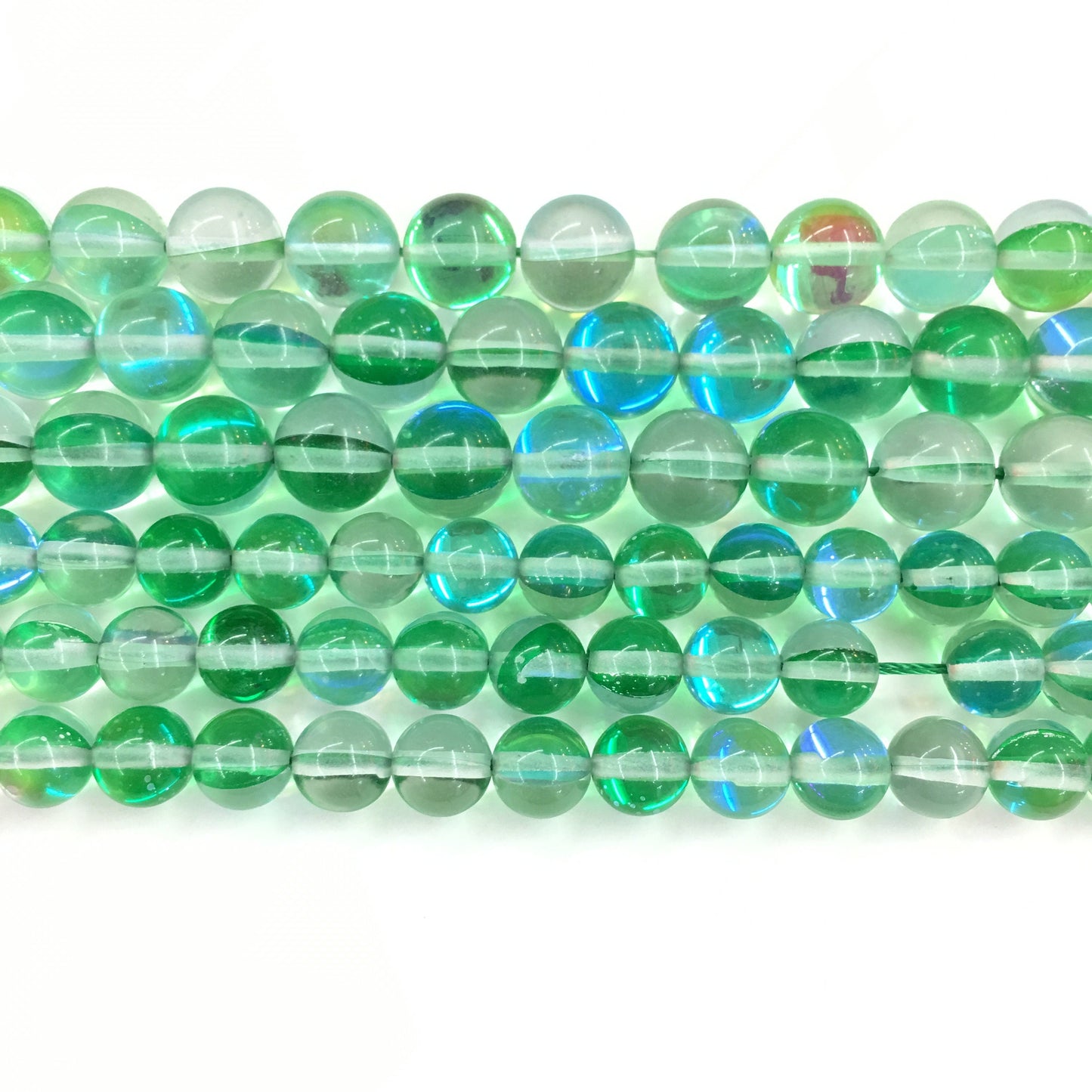 Green AB Aura Crystal Quartz Round Gemstone Loose Bead for Jewelry Making and Fashion Design AAA Quality 6mmm 8mm 10mm 12mm