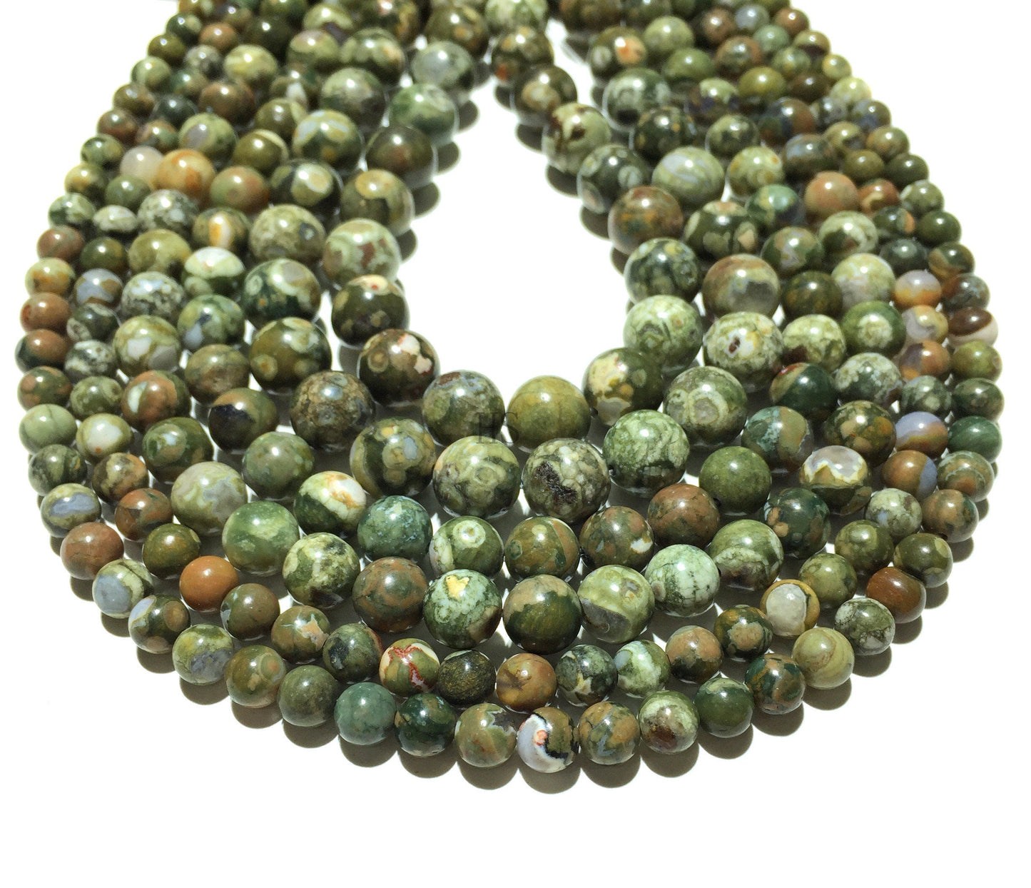 Natural Green Jasper Rhyolite Round Beads Healing Gemstone Loose Beads DIY Jewelry Making Design for  4mm 6mm 8mm 10mm 12mm