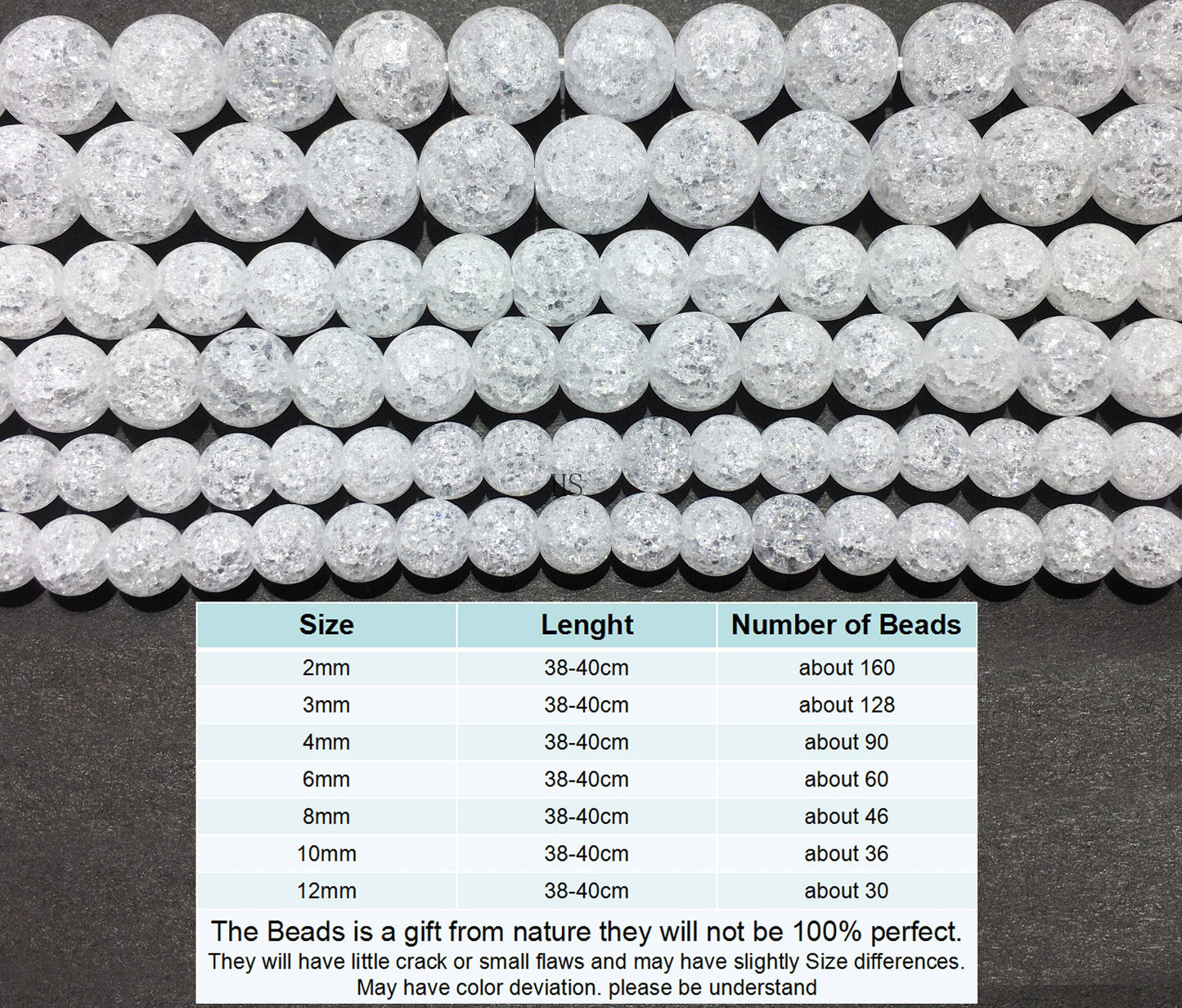 Crack Crystal Quartz Round Beads Loose Beads DIY Jewelry Making AAA Quality 4mm 6mm 8mm 10mm 12mm