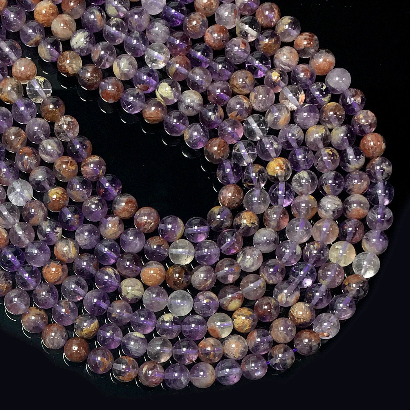 Natural Purple Amethyst Phantom Quartz Round Beads Energy Gemstone Loose Beads For DIY Jewelry Making Design AAAAA Quality