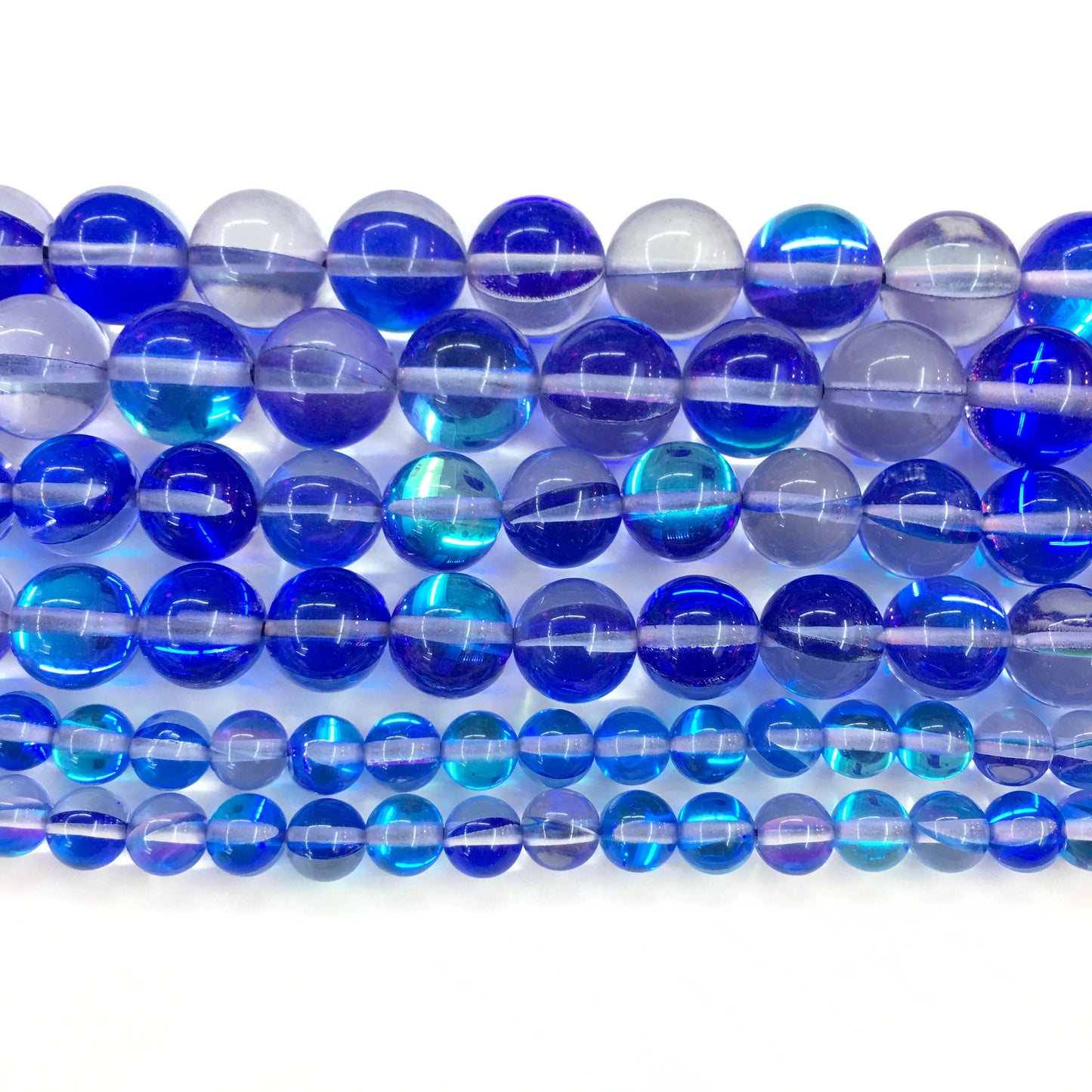 Blue AB Aura Crystal Quartz Round Gemstone Loose Bead for Jewelry Making and Fashion Design AAA Quality 6mmm 8mm 10mm 12mm