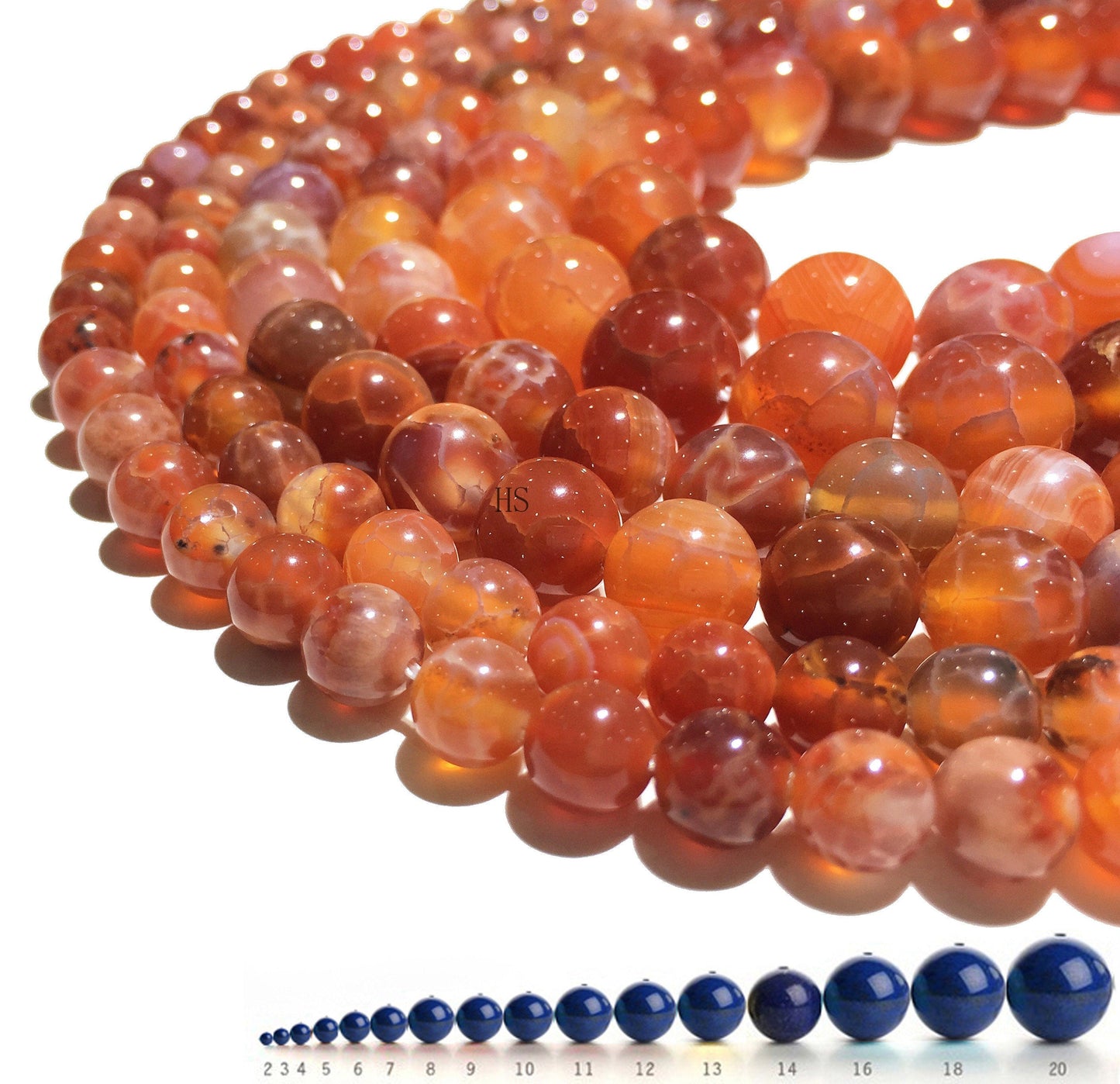 Natural Orange Fire Agate Round Beads Healing Gemstone Loose Bead For DIY Jewelry Making Design 4mm 6mm 8mm 10mm 12mm