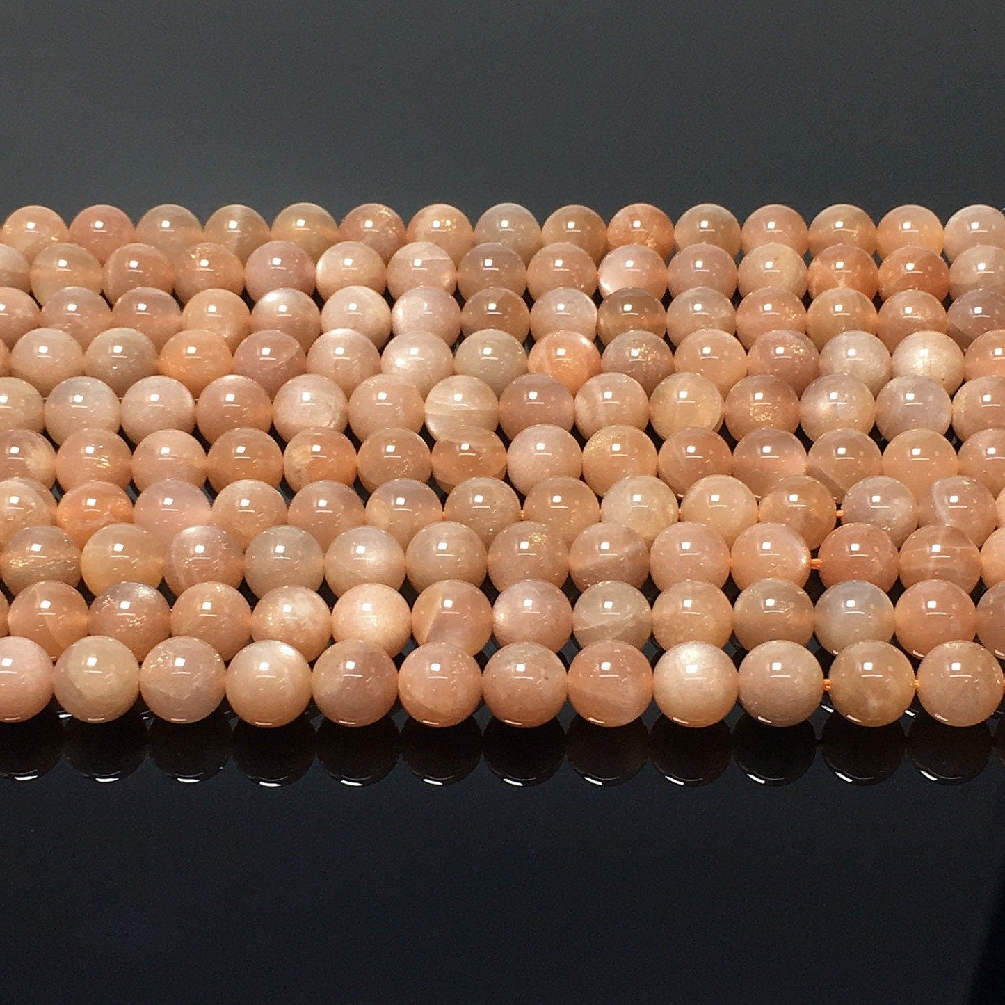 Natural Peach Moonstone Round Smooth Beads Healing Gemstone Loose Beads For DIY Jewelry Making AAAA Quality