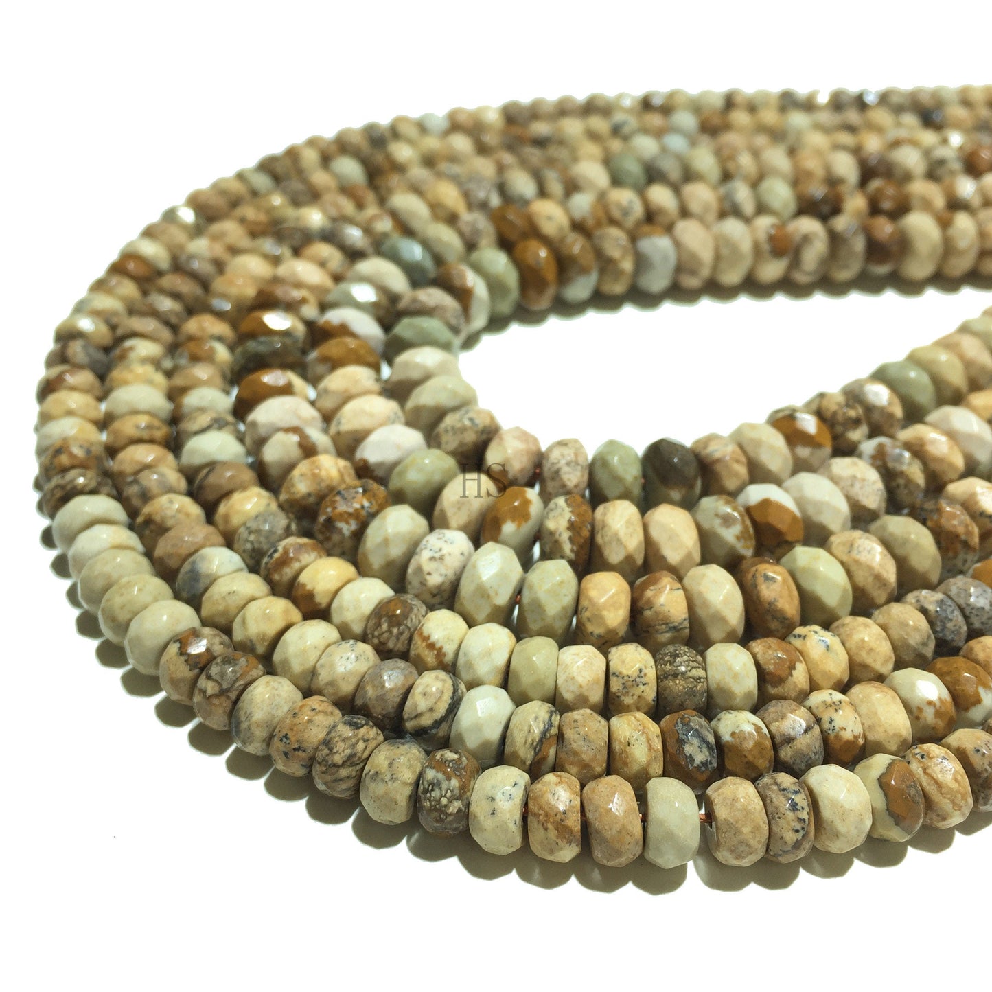 Natural Picture Jasper Highly Polished Faceted Rondelle Shape Gemstone Loose Beads for Jewelry Making and Design AAA Quality 16inch