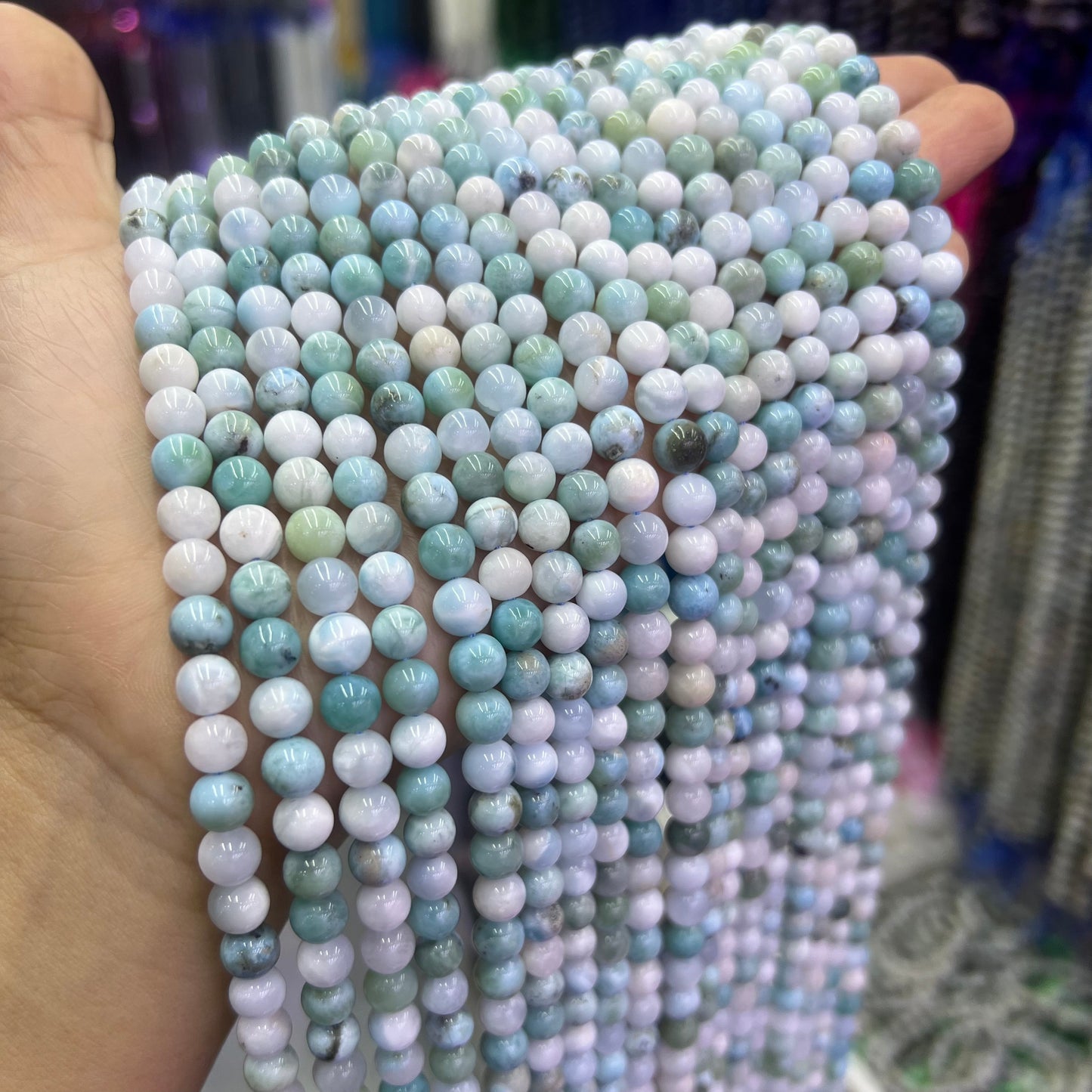 Natural Blue Larimar Round Beads Healing Energy Gemstone Loose Beads DIY Jewelry Making Design for  AAA Quality 6mm